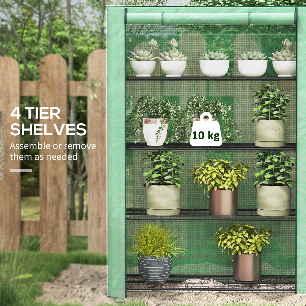 Outsunny 4 Tier Green Plastic 4 x 1.6ft Mini Greenhouse Image 4