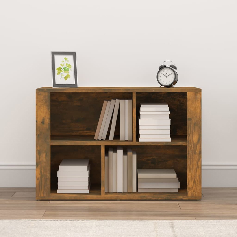 vidaXL 4 Shelf Smoked Oak Wide Sideboard Image 3