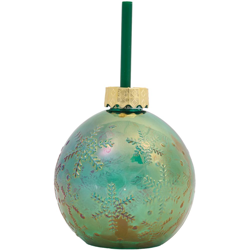 Christmas Bauble Glass Jar with Straw Image 2