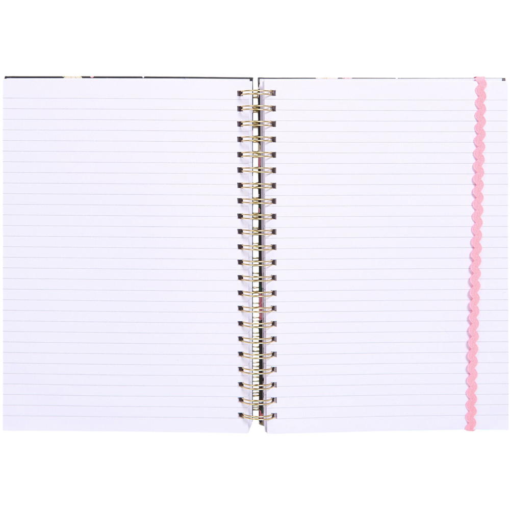 Black and Pink Floral A4 Notebook Image 4