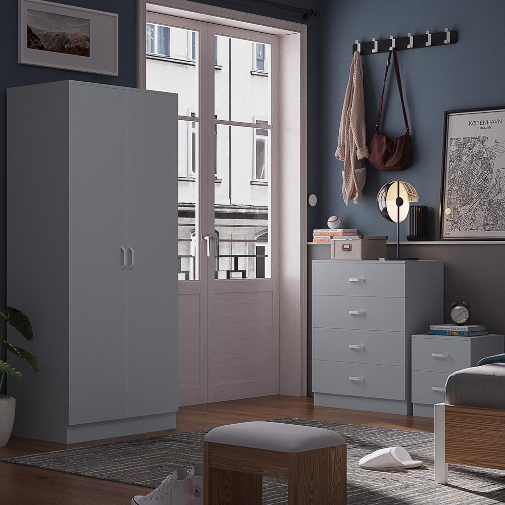 FWStyle Tunis 2 Door Matt Grey Wardrobe Image 6