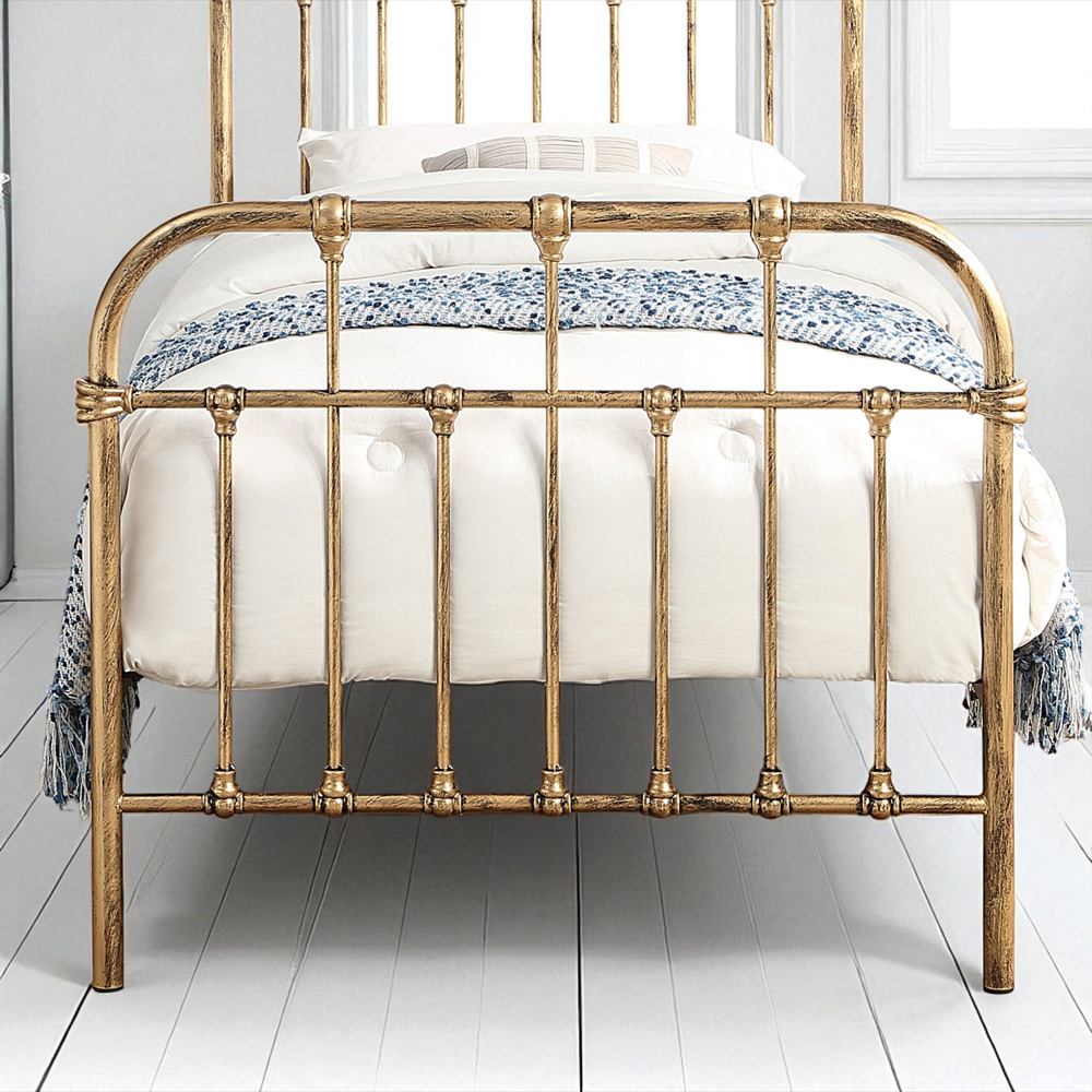 OAT Home Camden Single Antique Brass Effect Metal Bed Image 6
