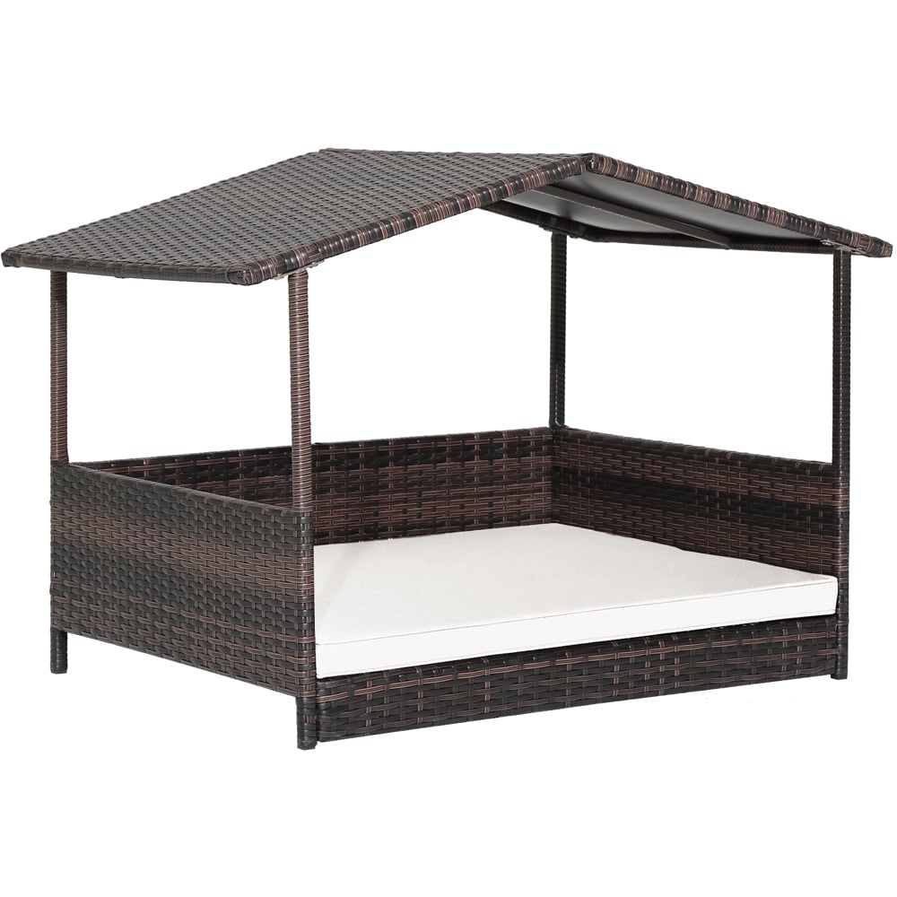Costway White Wicker Dog House with Removable Cushion Image 1
