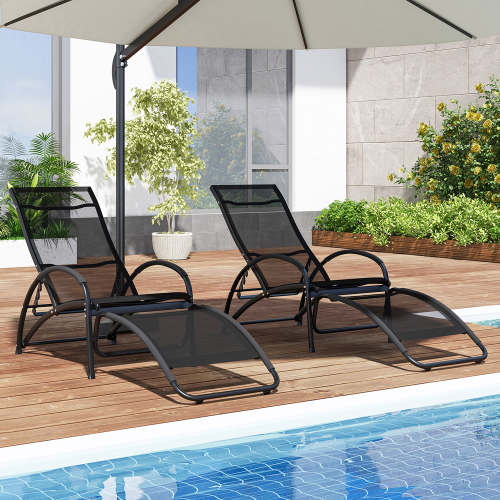 Costway Black 2 in 1 Rocking Outdoor Lounge Chair Image 4