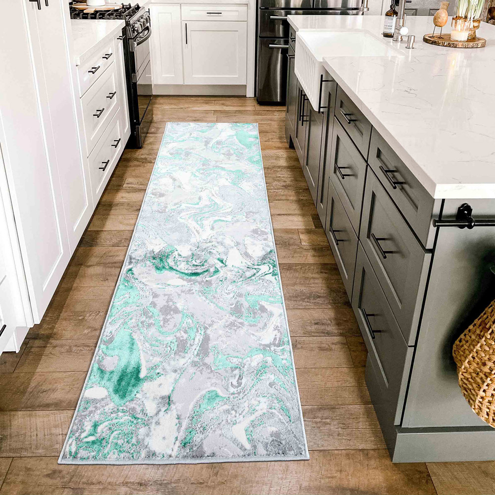 Desire Rugs Solarius Aqua Grunge Marbling Abstract Area Rug 160 x 230cm Image 4