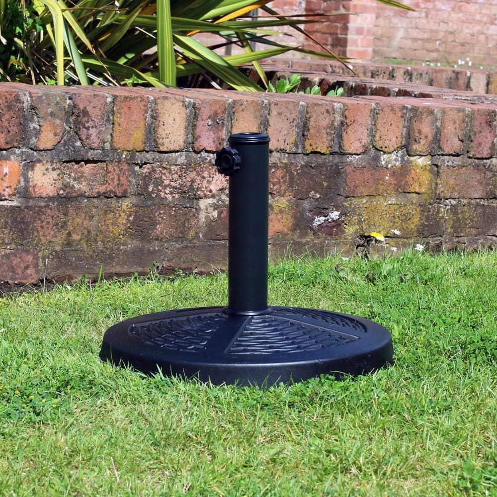 Shatchi Round Black Rattan Effect Parasol Base 10kg Image 2
