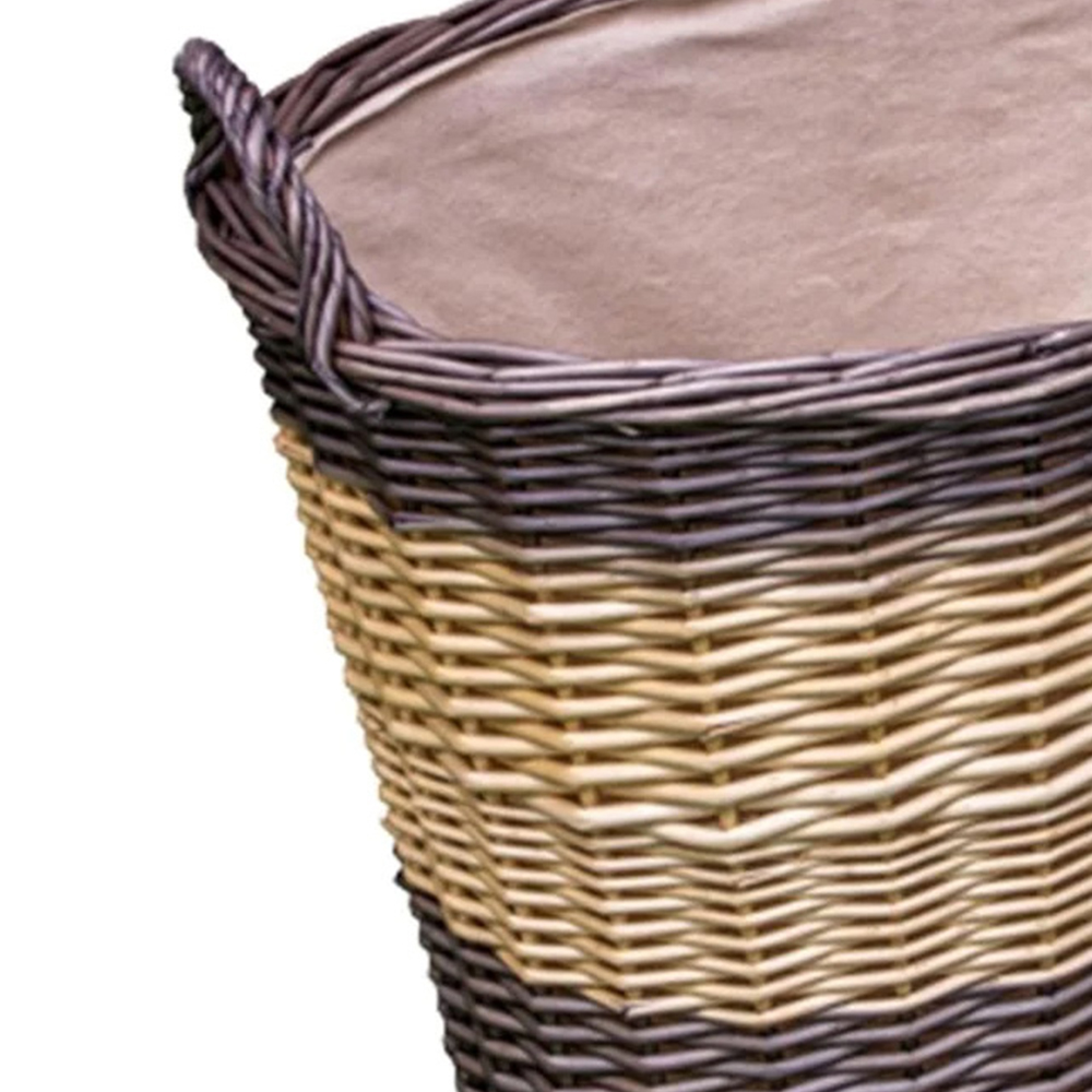 Red Hamper Deep Two Tone Lined Wicker Wash Basket Image 3
