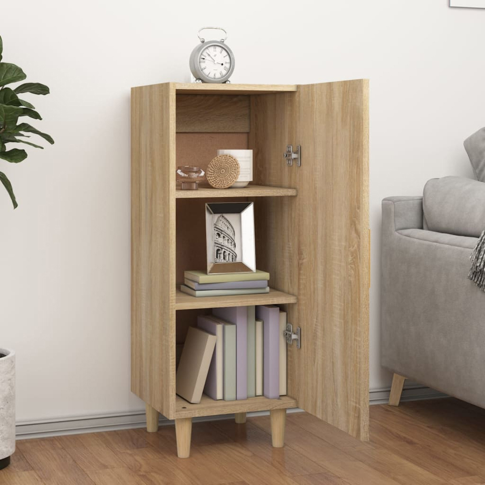 vidaXL Single Door Sonoma Oak Sideboard with Wooden Legs Image 3