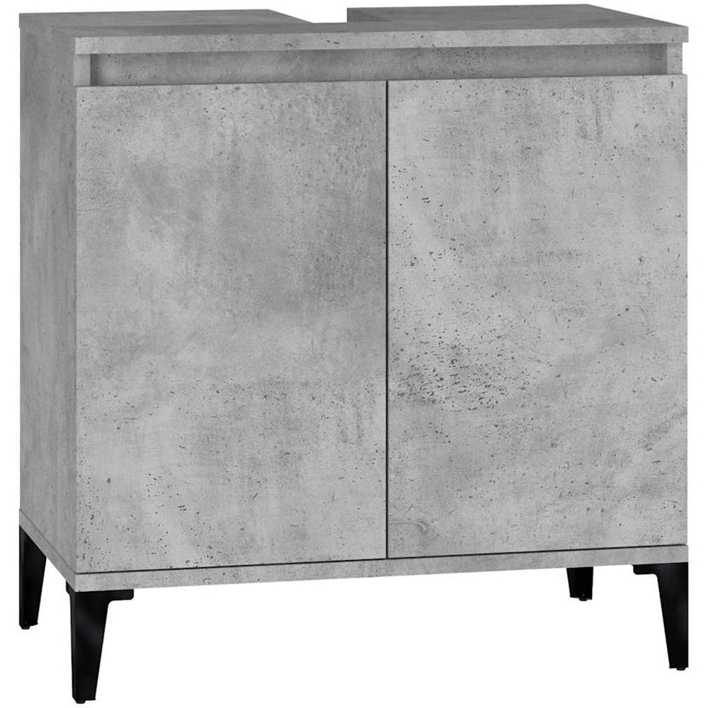 vidaXL 2 Door Grey Wood Washbasin Cabinet Image 2