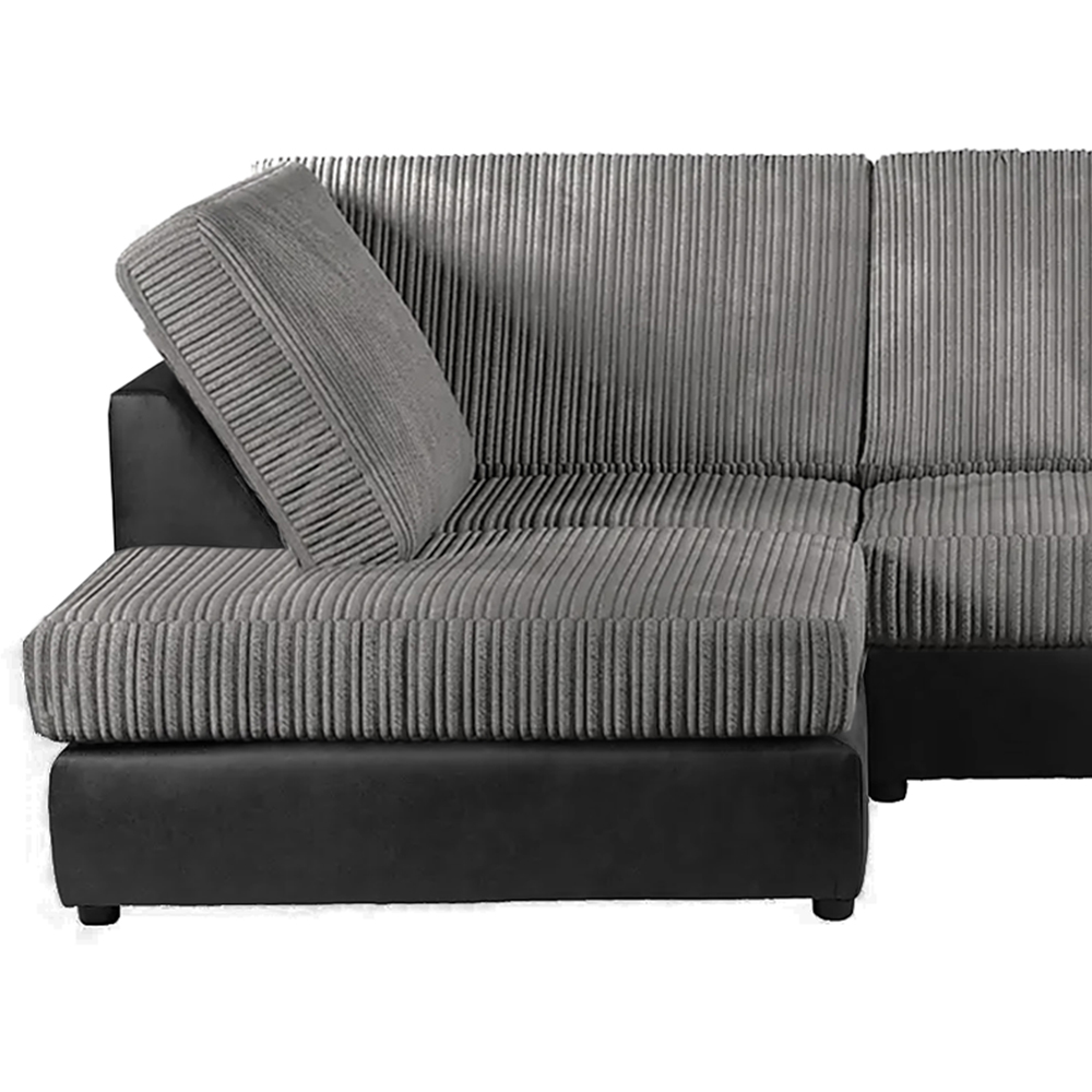Luxor 4 Seater Black and Grey Jumbo Cord Full Back Left Hand L Shape Corner Sofa Image 3