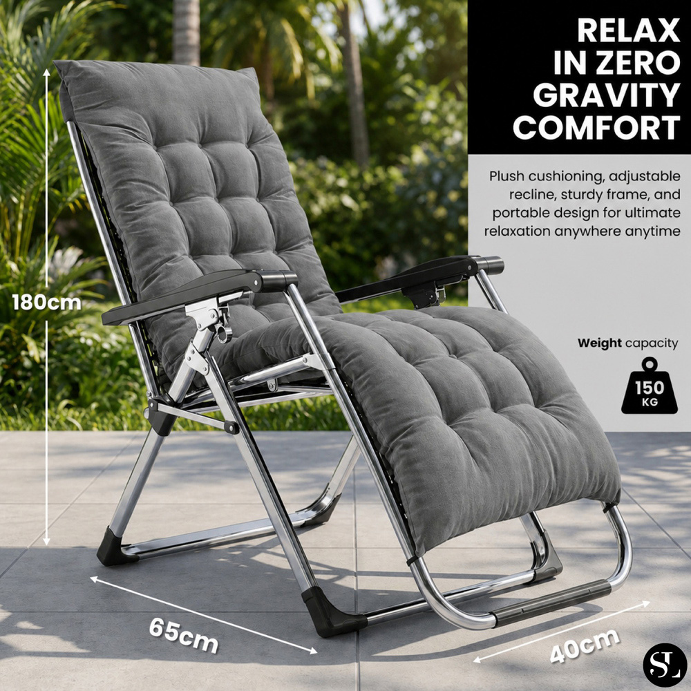 Smart Living Grey Zero Gravity Chair with Cushion and Pillow Image 9