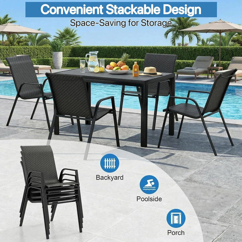 Alivio 4 Seater Grey Rattan Metal Patio Dining Set Image 8