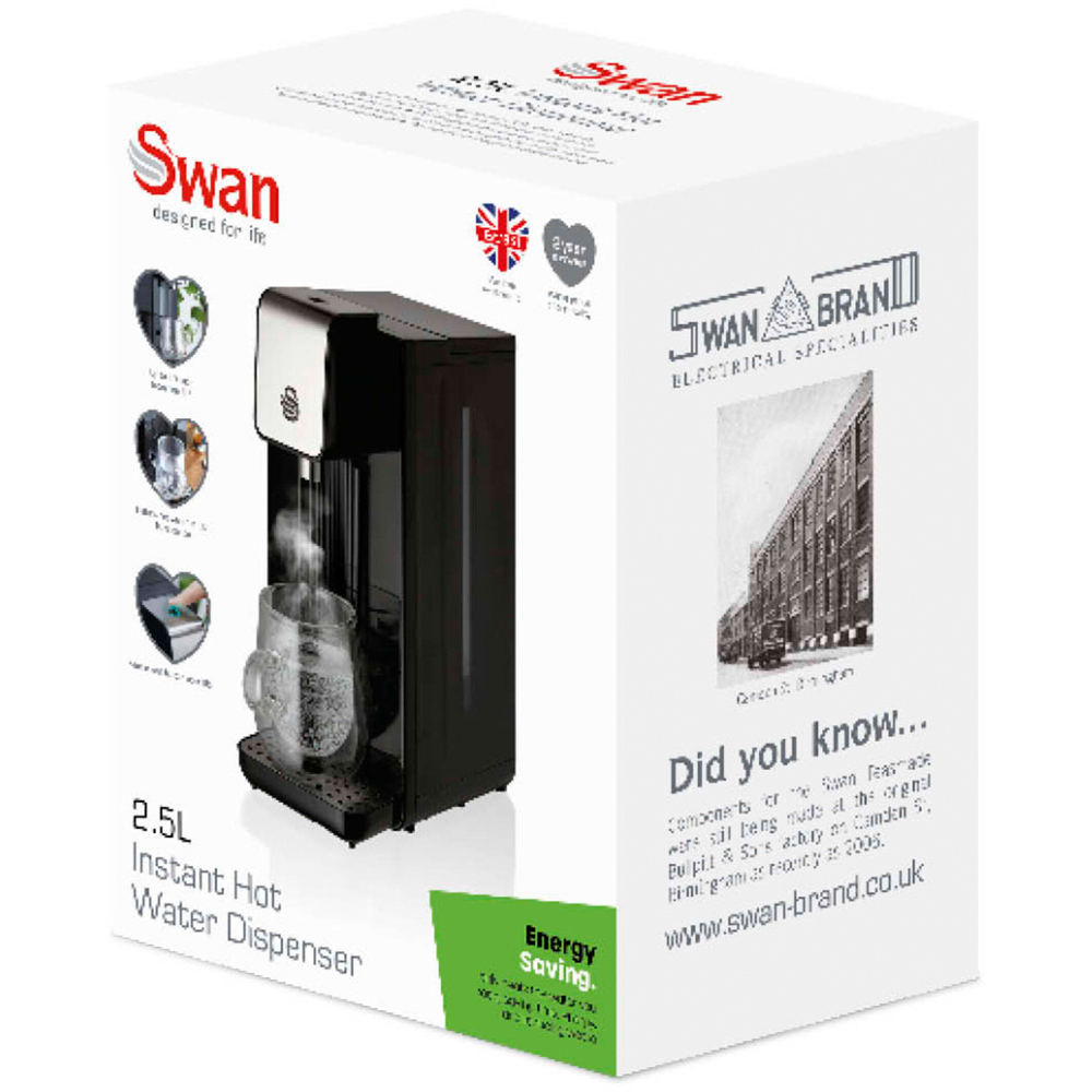 Swan Black Instant Hot Water Dispenser 2.5L Image 2