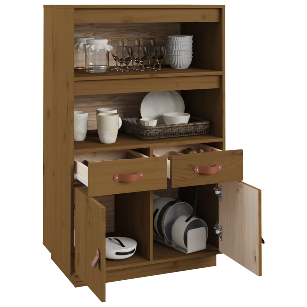 vidaXL 2 Door 2 Drawer 2 Shelf Honey Brown Highboard Image 4