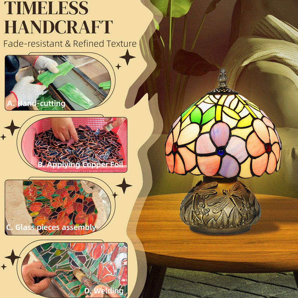 HOMCOM Tiffany Style Stained Glass Table Lamp Image 7