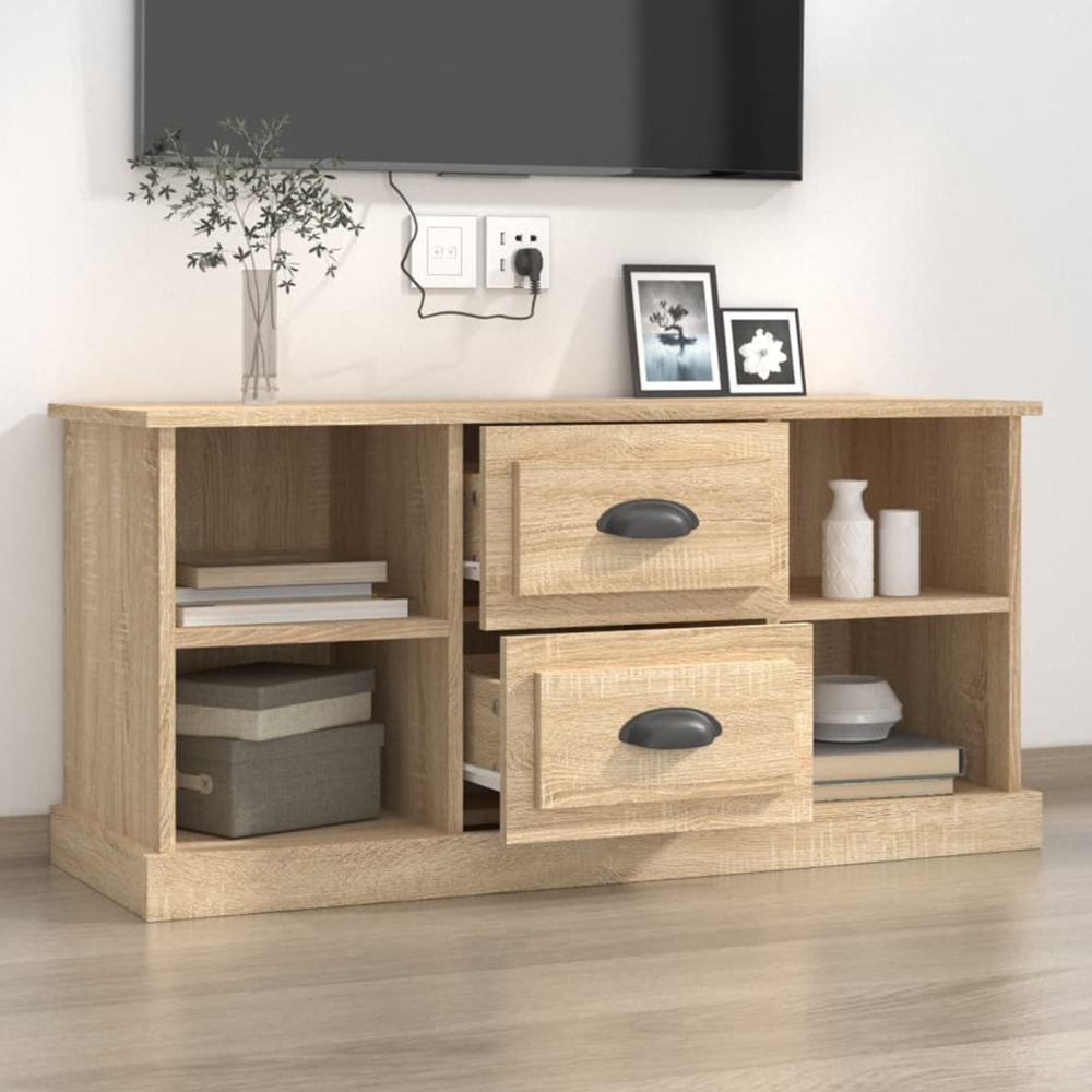 vidaXL 2 Drawer 4 Open Shelf Sonoma Oak TV Cabinet Image 1