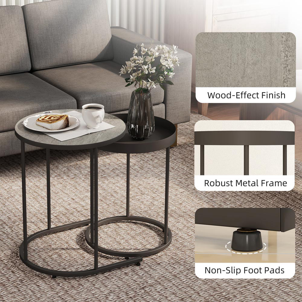 Portland Grey Industrial Round Nest of Tables Set of 2 Image 6