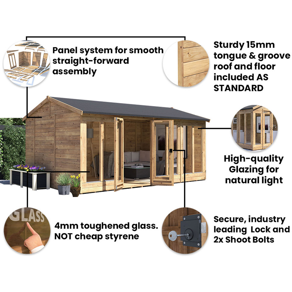 Dunster House RagePanda 16 x 10ft Brown Reverse Superfelt Apex Summerhouse Image 6