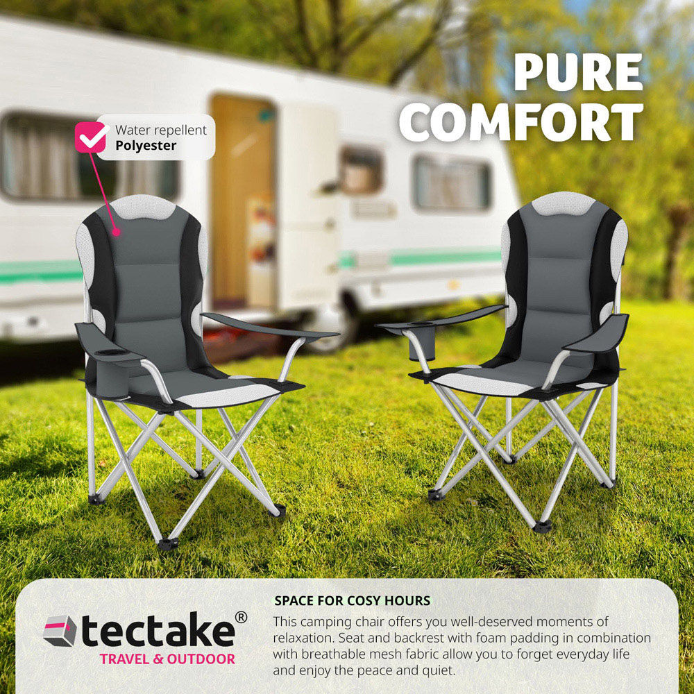 tectake 4 Piece Grey Padded Camping Chair Set Image 5