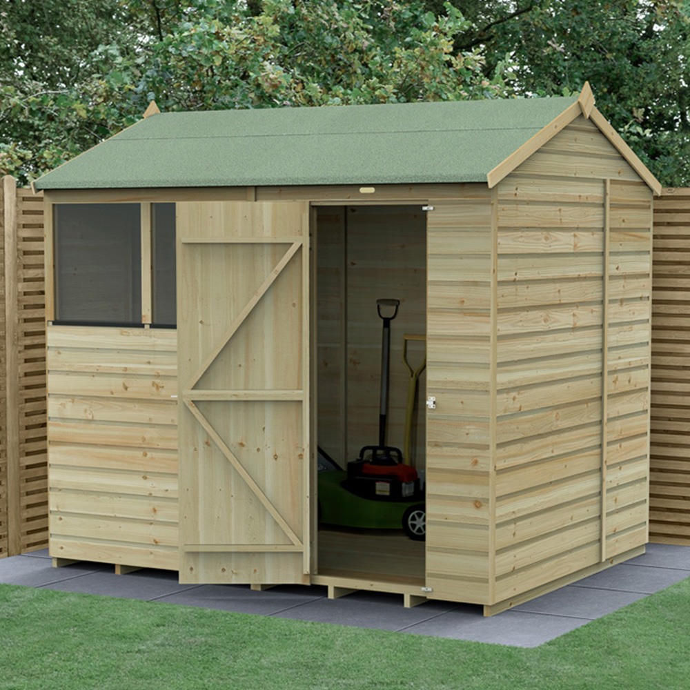 Forest Garden Beckwood 8 x 6ft Single Door 2 Windows Reverse Apex Shed Image 2