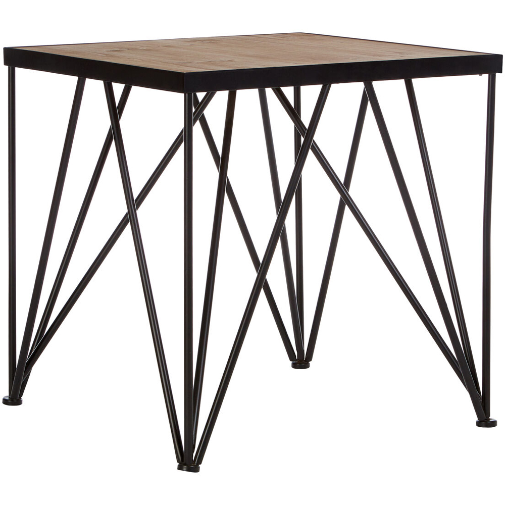 Premier Housewares New Foundry Wood and Metal Square Industrial-Style Side Table Image 2