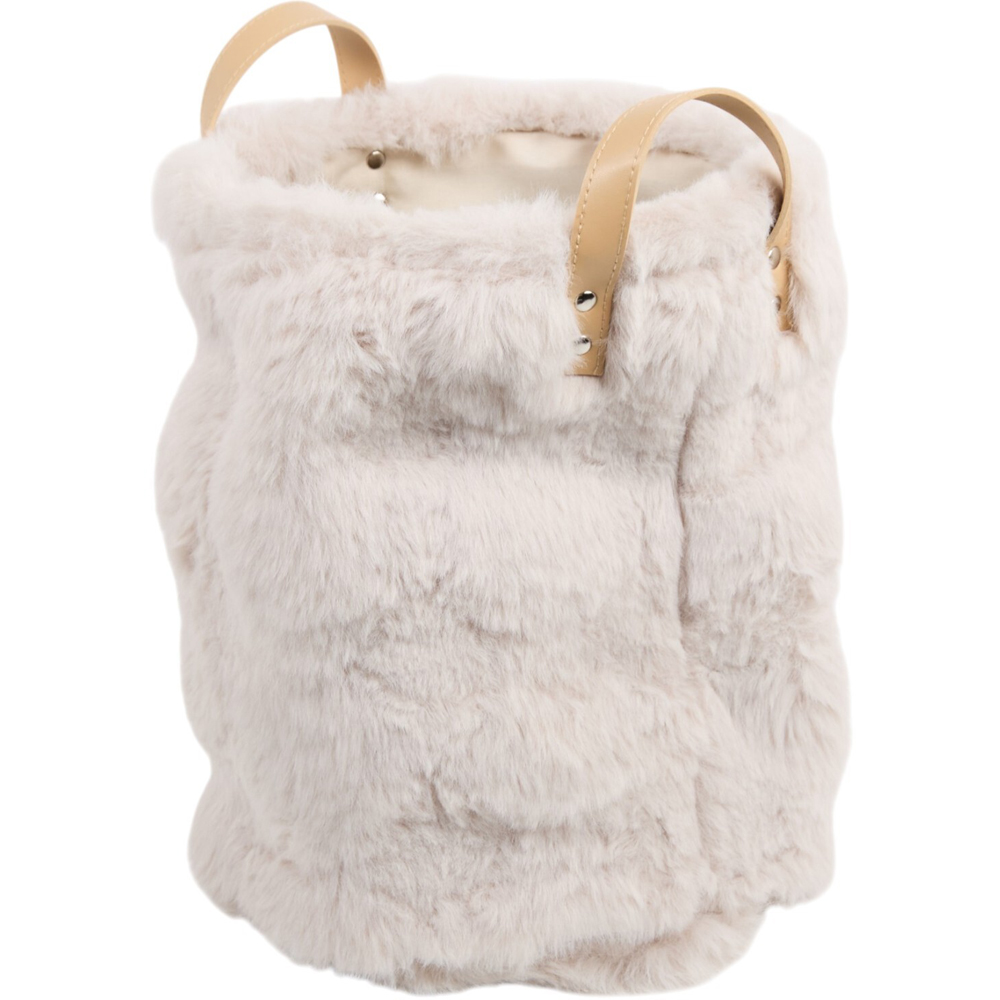 Pack of 2 Faux Fur Baskets White Image 3