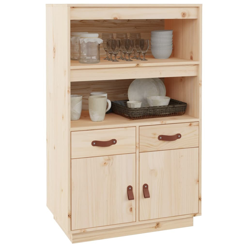 vidaXL 2 Door 2 Drawer 2 Shelf Solid Pine Wood Highboard Image 3