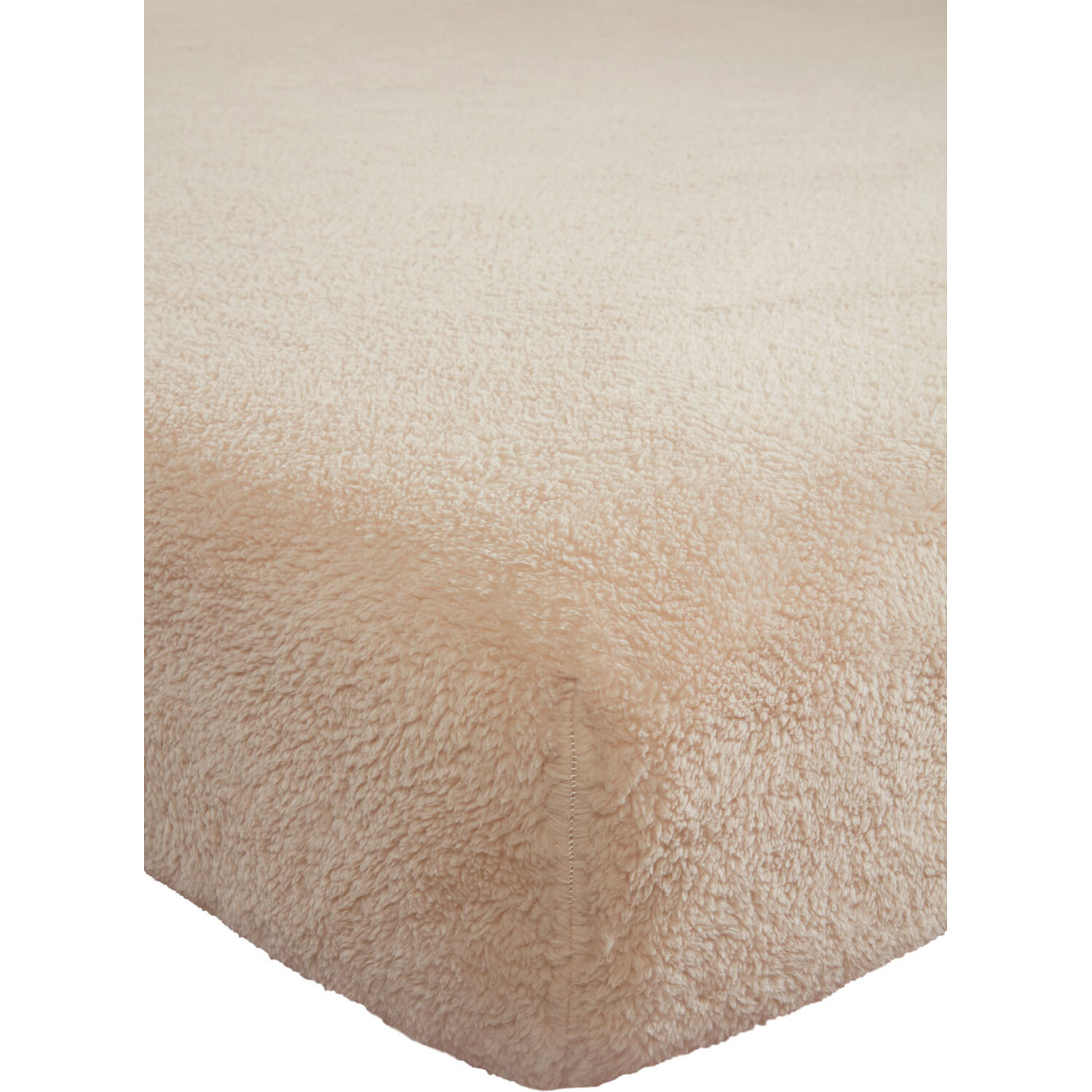 Single Natural Teddy Fleece Fitted Bed Sheet Image 1