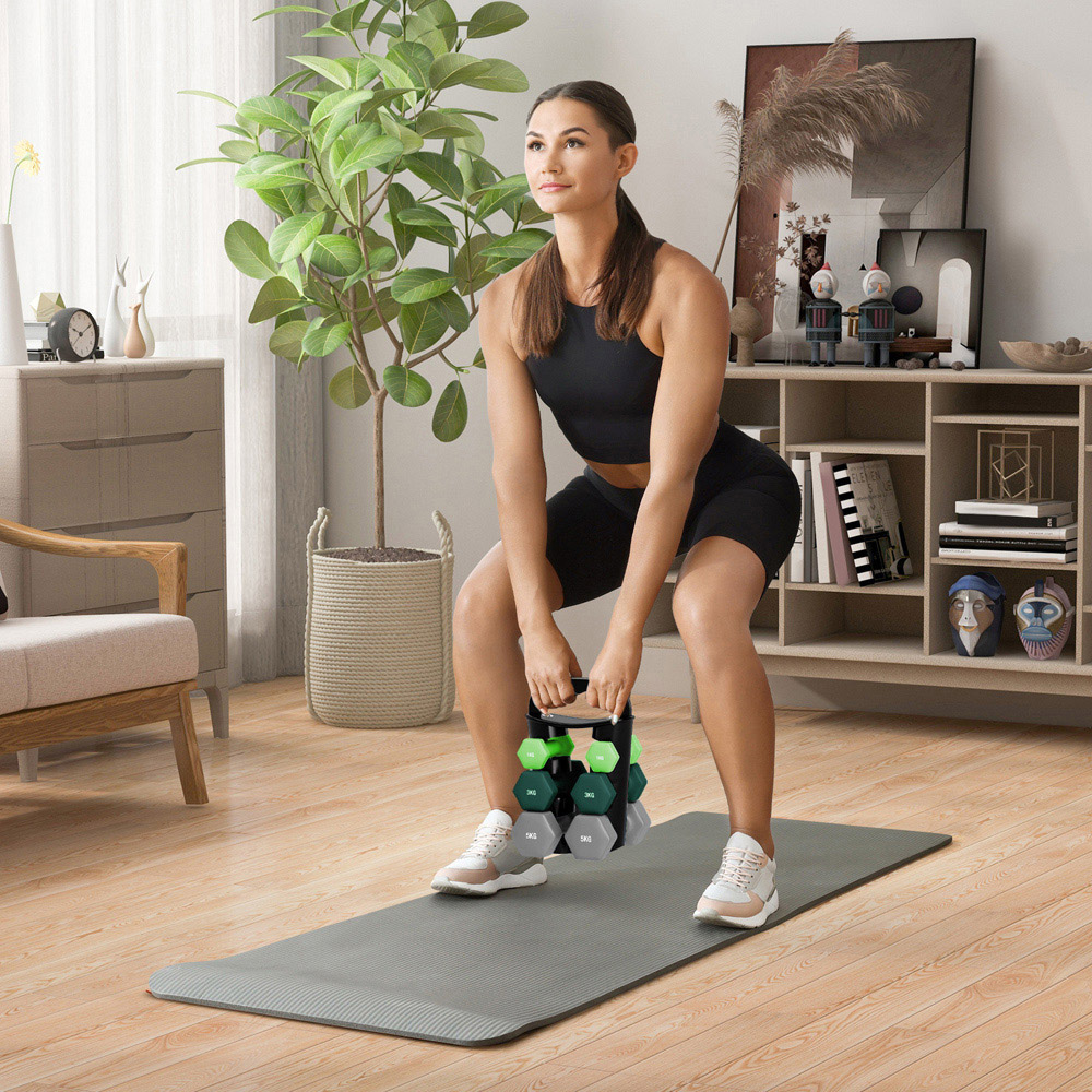 SPORTNOW Green Hex Dumbbell Set with Storage Rack 6 Pack Image 8