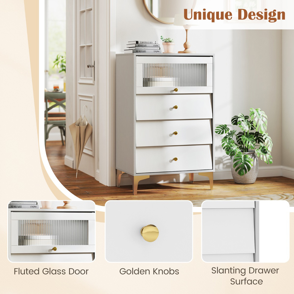 Costway 3 Drawer Single Door 3/4 Drawer Dresser Cabinet Image 5