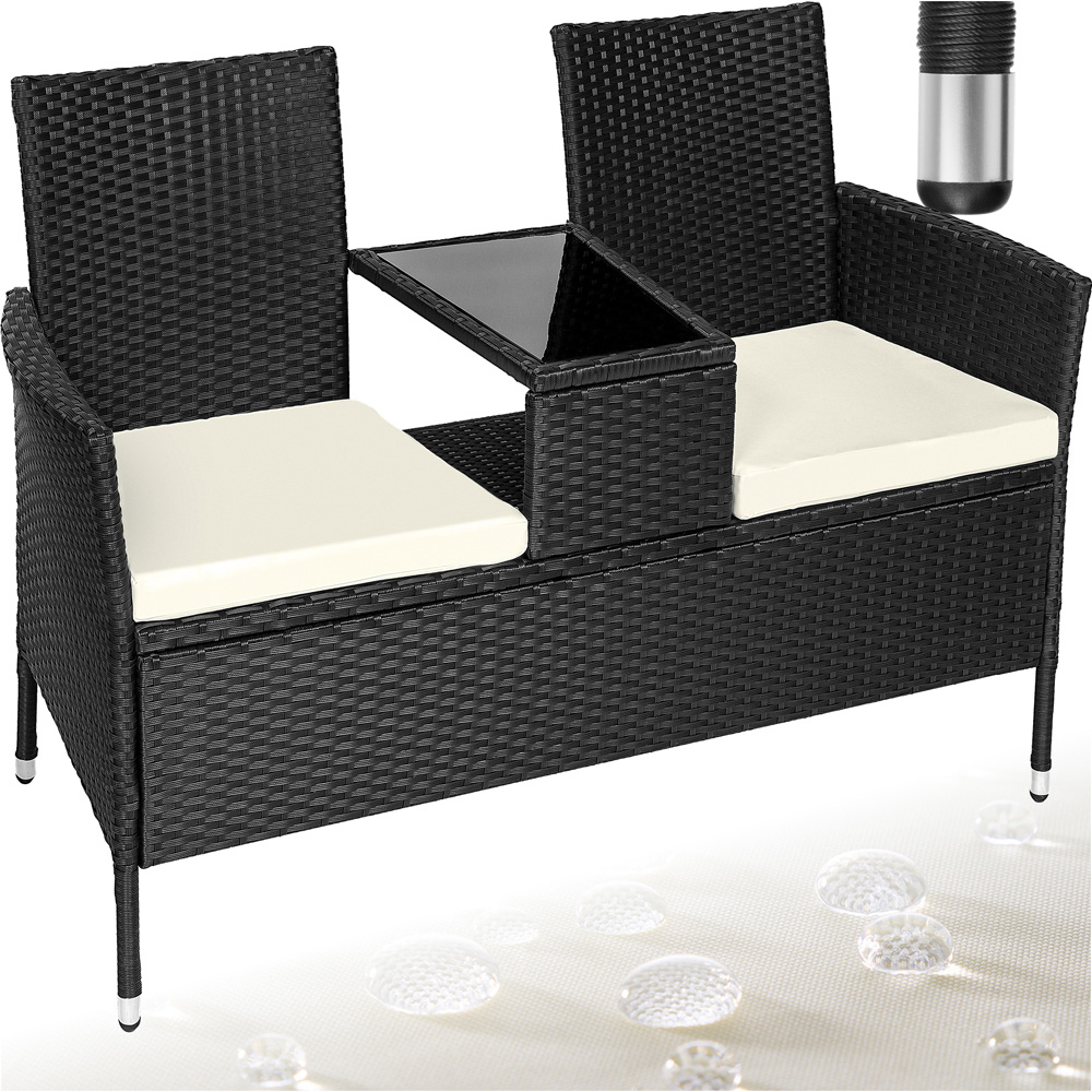 tectake Narbonne 2 Seater Black and Beige Garden Bench Image 2