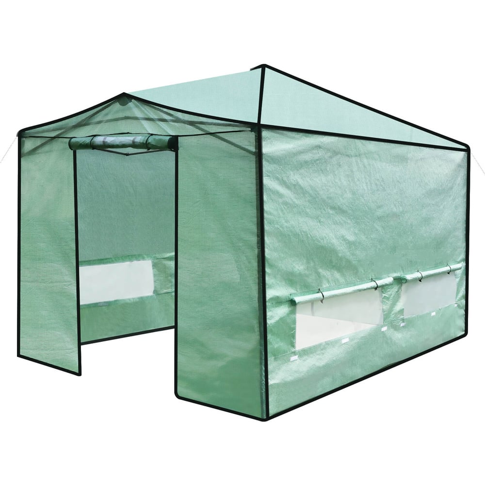 Costway Green Foldable Greenhouse with Zippered Doors Image 1