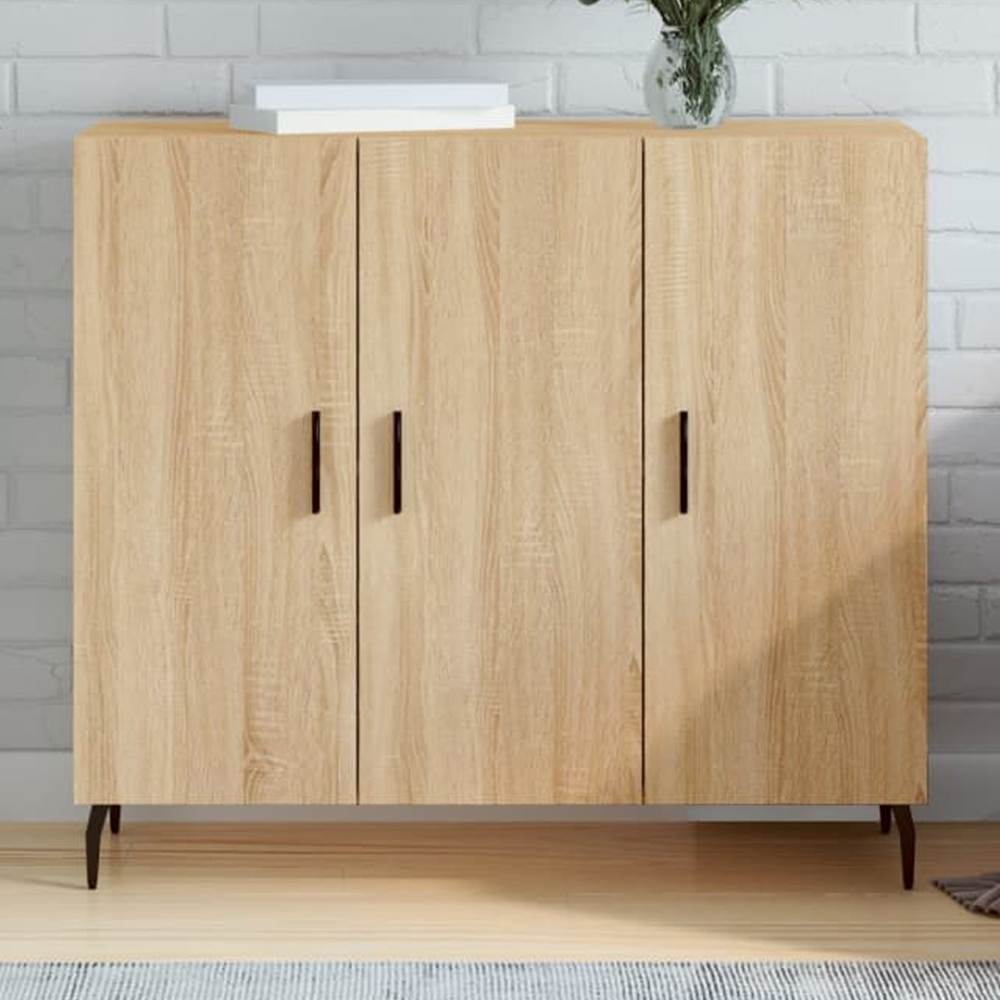 vidaXL 3 Door Sonoma Oak Sideboard with Metal Legs Image 1