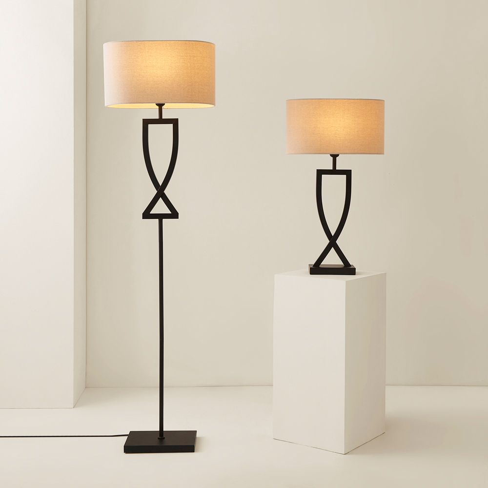 ValueLights Katniss Crossover Black and Natural Shade Metal LED Table Lamp Image 6