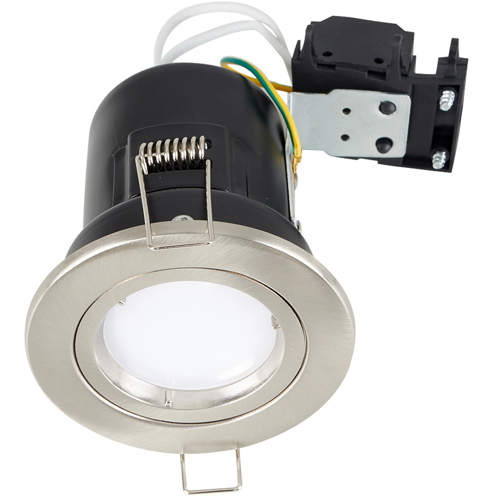 ValueLights Brushed Chrome Twist Cool White LED Ceiling Downlight 10 Pack Image 1