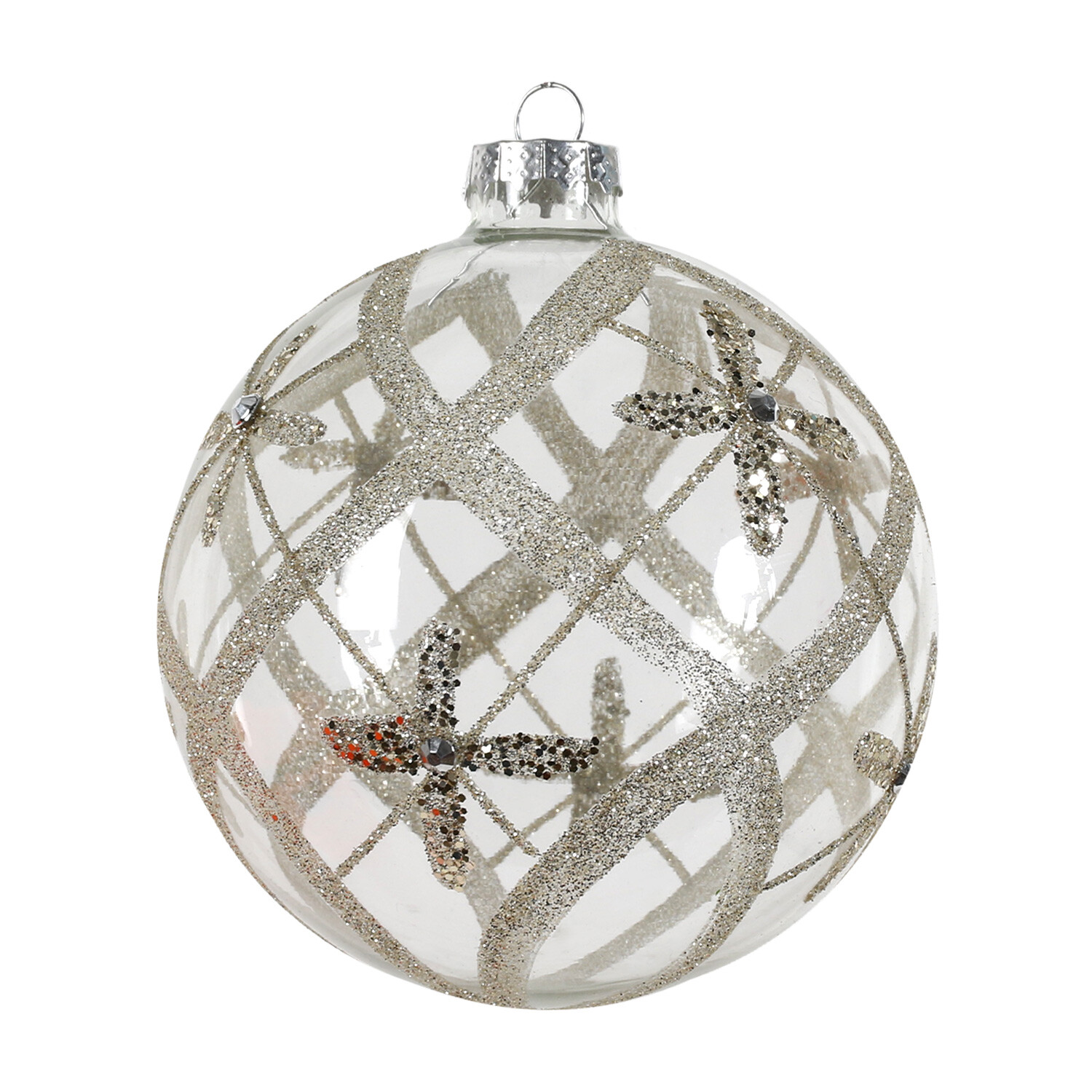 Chic Noir Champagne Glittered Swirl Ridged Bauble Assorted Image 3