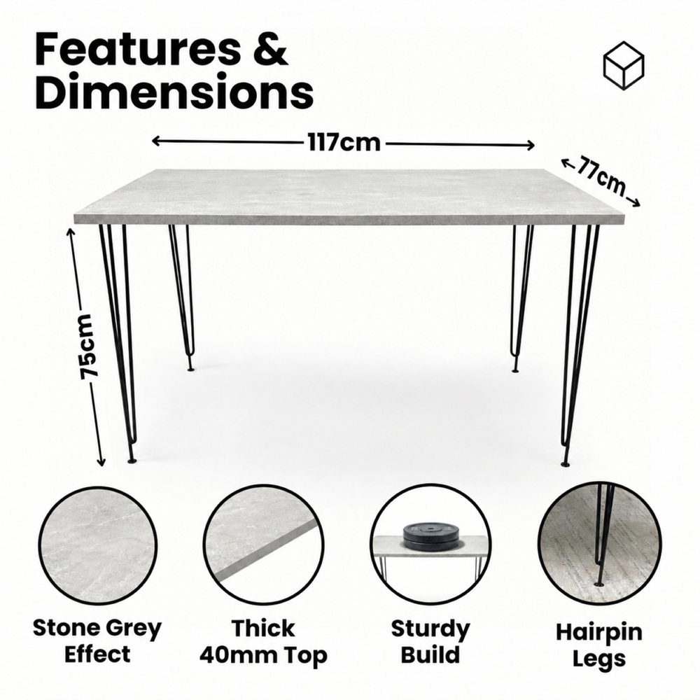 Kosy Koala 6 Seater Grey and Black Dining Table set Image 7
