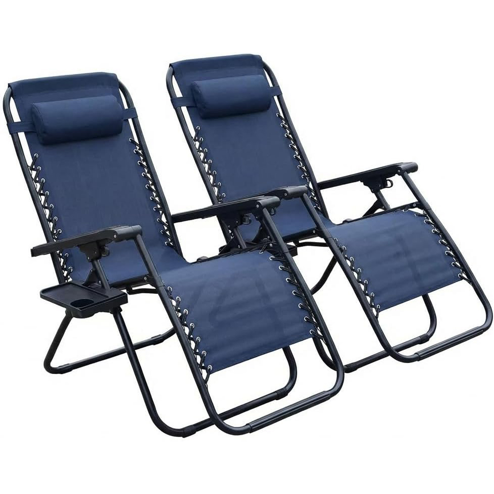 Alivio 2 Pack Dark Blue Zero Gravity Reclining Sun Loungers Image 3