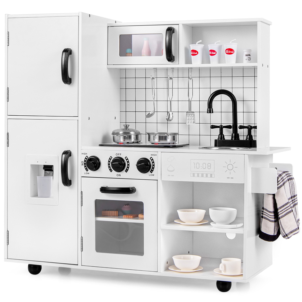 Costway White Kitchen Toy Set with Oven Image 1