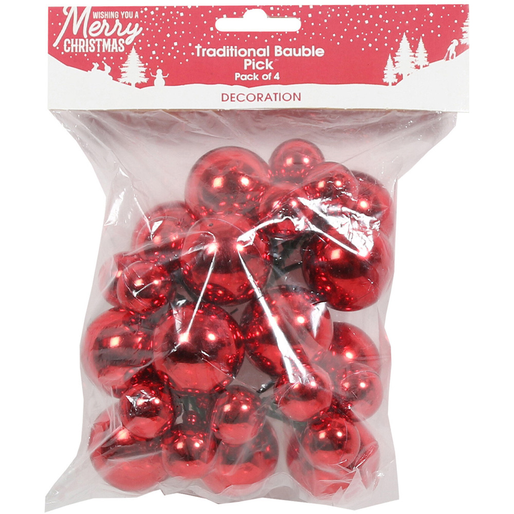 Pack of 4 Traditional Bauble Picks Image 1