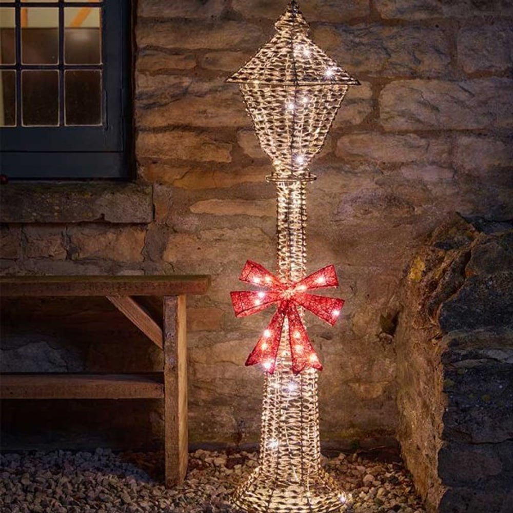 Marco Paul 120cm Gold Glitter LED Pre Lit Lamp Post Outdoor Christmas Decoration Image 1