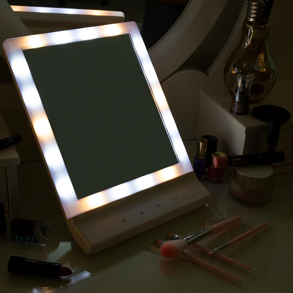 Envie White USB And Battery Operated LED Multi-Light Beauty Mirror Image 2