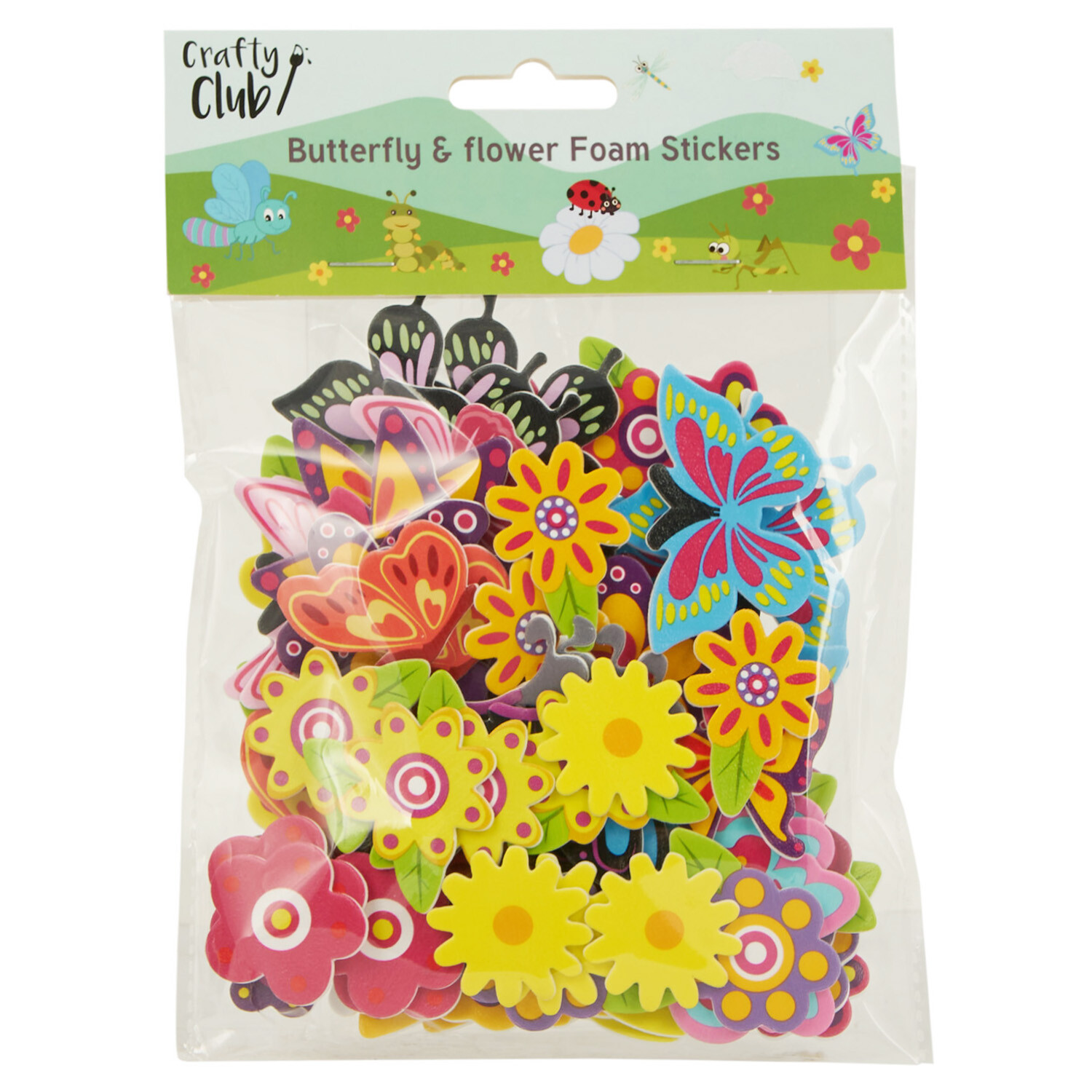 Pack of 80 Butterfly and Flower Foam Stickers - Multicolour Image 1