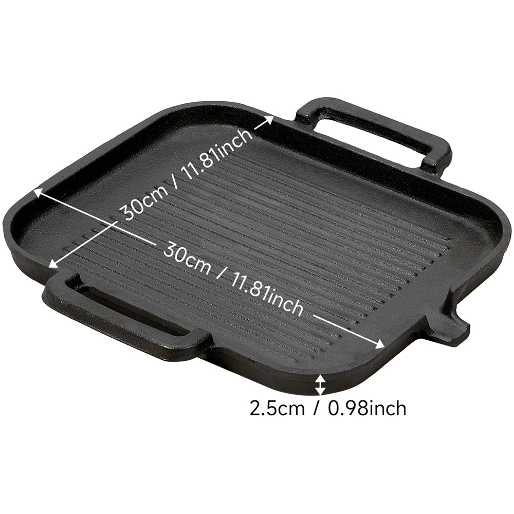 Living and Home 30cm Pre Seasoned Cast Iron Griddle Pan with Dual Handles and Pour Spout Image 8