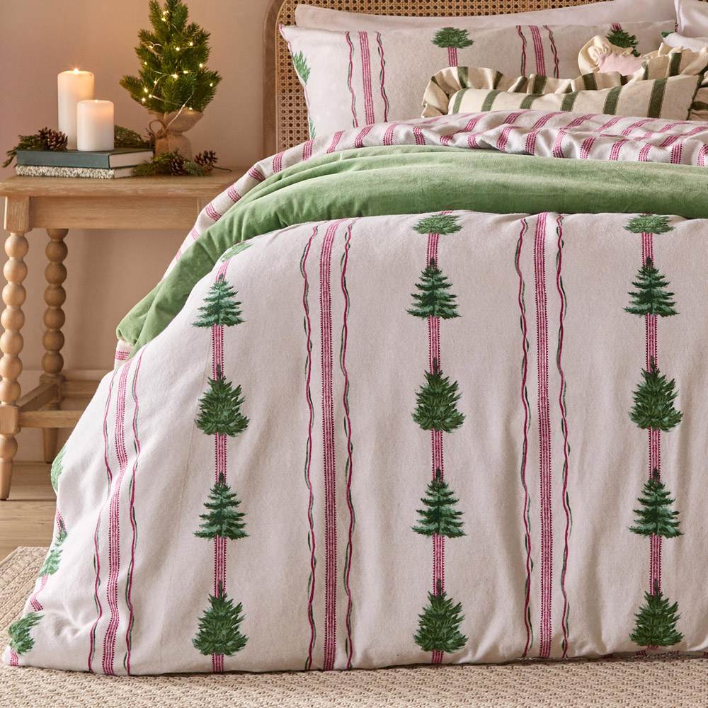 Wylder Single Oat Spruce Stripe Reversible Cotton Duvet Cover Set Image 3