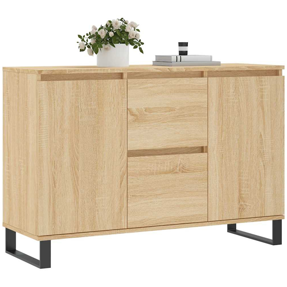 vidaXL 2 Door 2 Drawer Sonoma Oak Sideboard with Metal Legs Image 3
