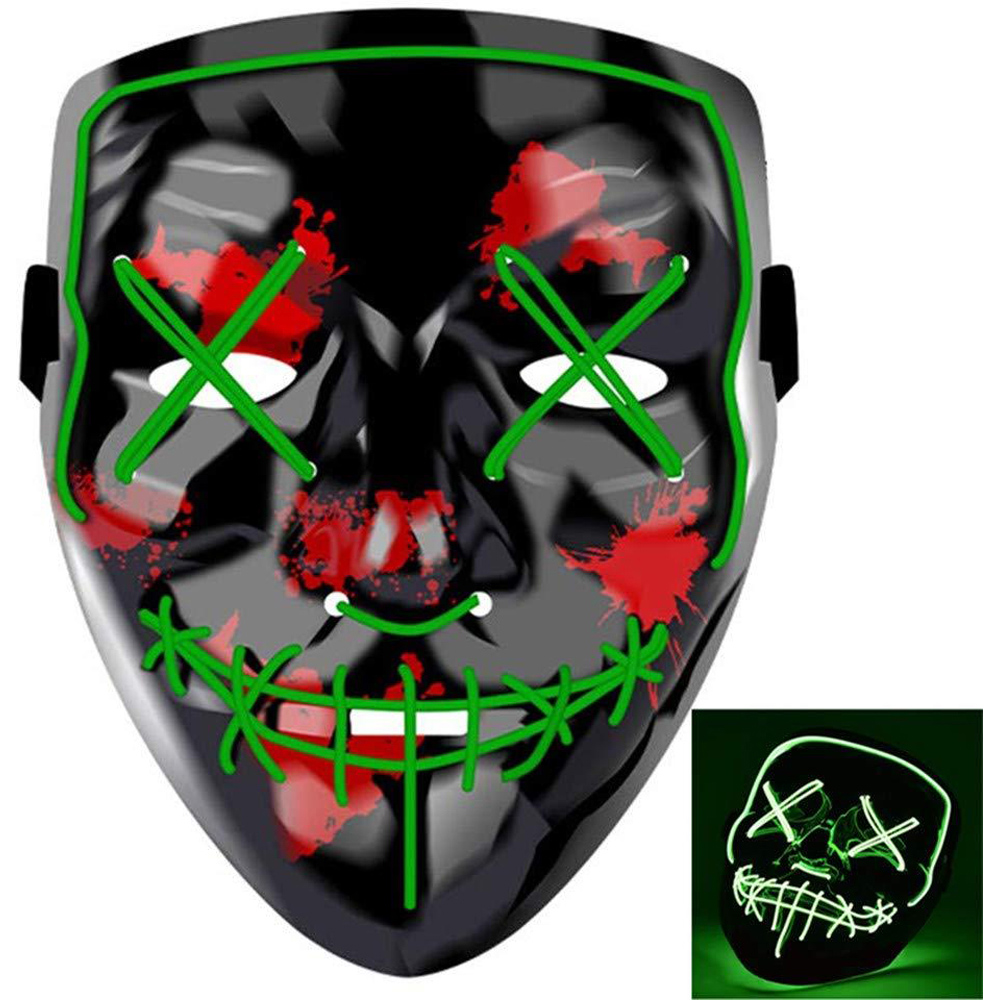 Shatchi Neon Green Halloween LED Stitched Purge Mask Image 4