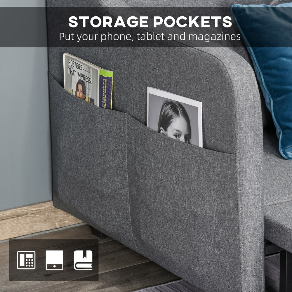 Portland Single Seater Grey Fabric Sofa Bed Image 7