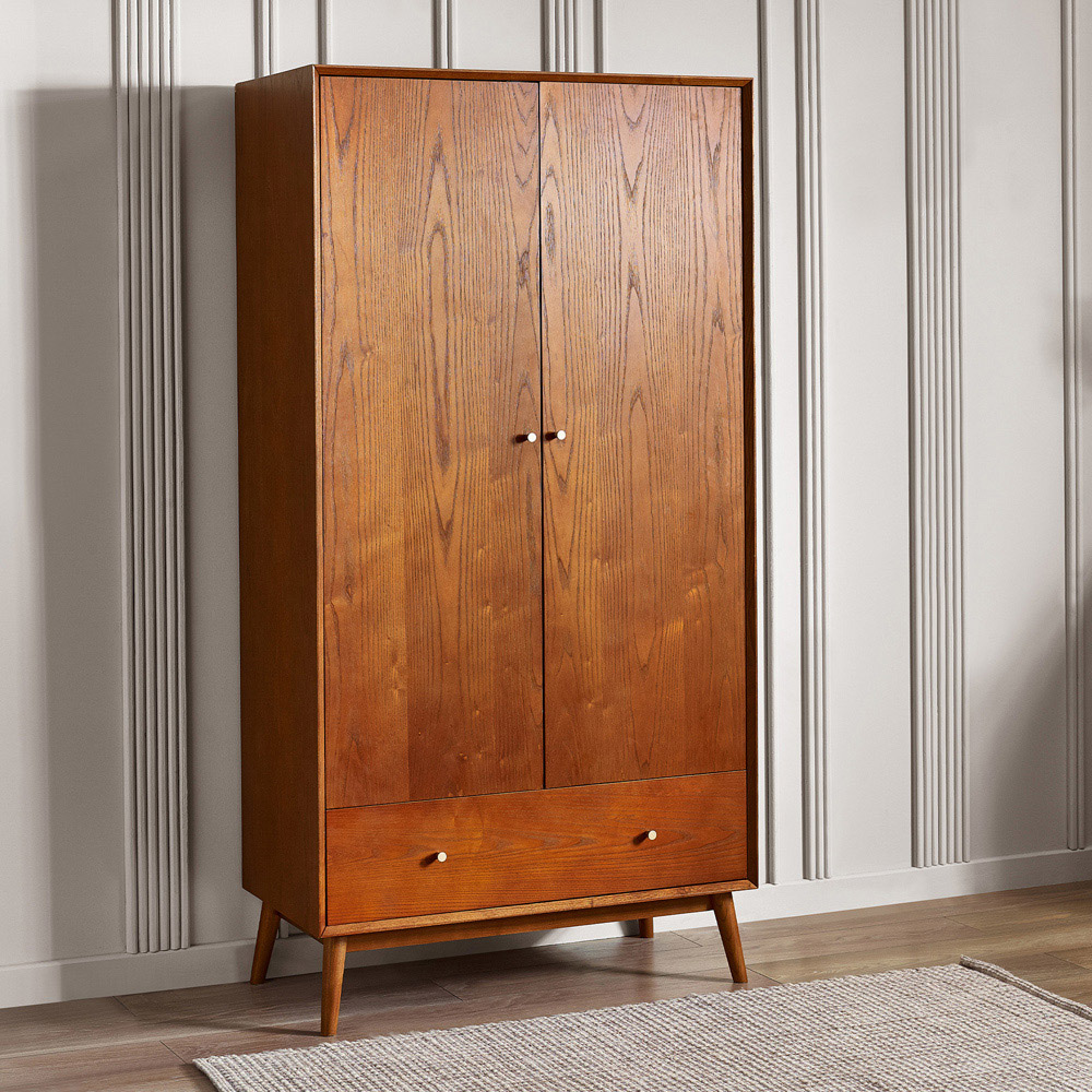 Julian Bowen Lowry 2 Door Single Drawer Cherry Ash Wardrobe Image 7