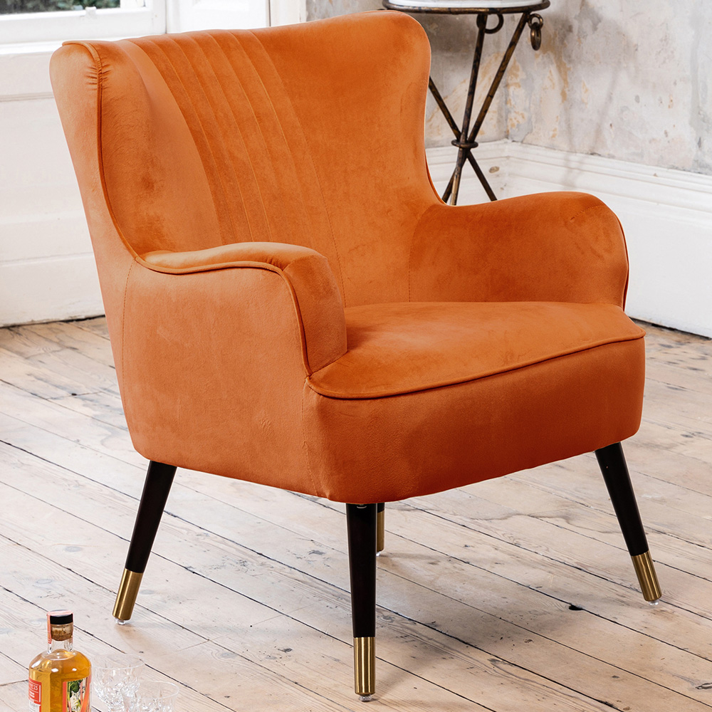 Artemis Home Madison Orange Velvet Accent Chair Image 1